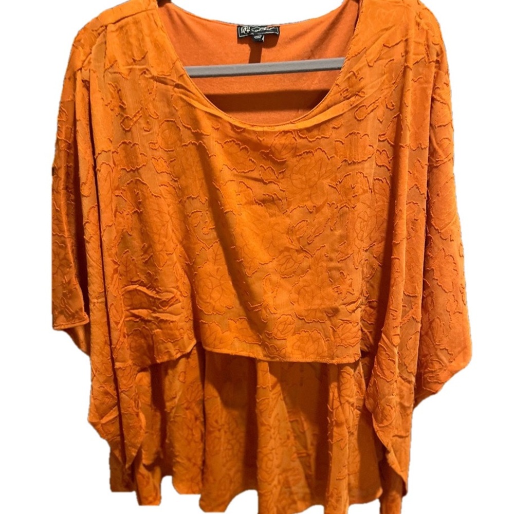 DG2 by Diane Gilman Orange Textured Layered Women's Top. XL